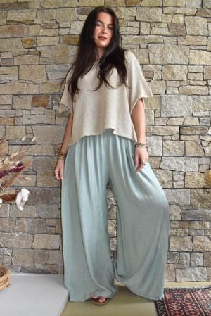 Cyril Crinkelle Wide Leg Pant Sage